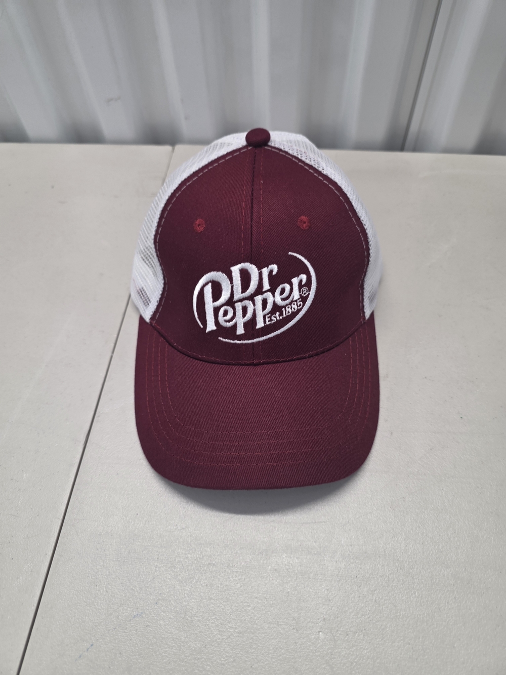 Dr Pepper Sonic Embroidered Mens Maroon Trucker Hat Adjustable Snapback OSFM